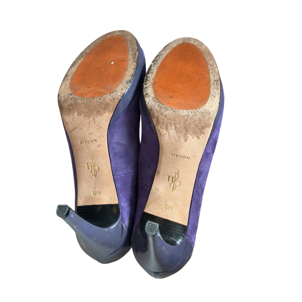 Cole Haan Nike Air Purple Suede Peep Toe Platform Pumps Heels D38351 Womens 8.5B - Picture 7 of 11